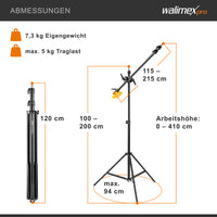 WT-501 Stativo a giraffa 100-410 cm, Treppiedi per luci regolabile, con braccio di supporto da 215 cm, contrappeso da 4,4 kg, per softbox, luce da studio, riflettore, flash