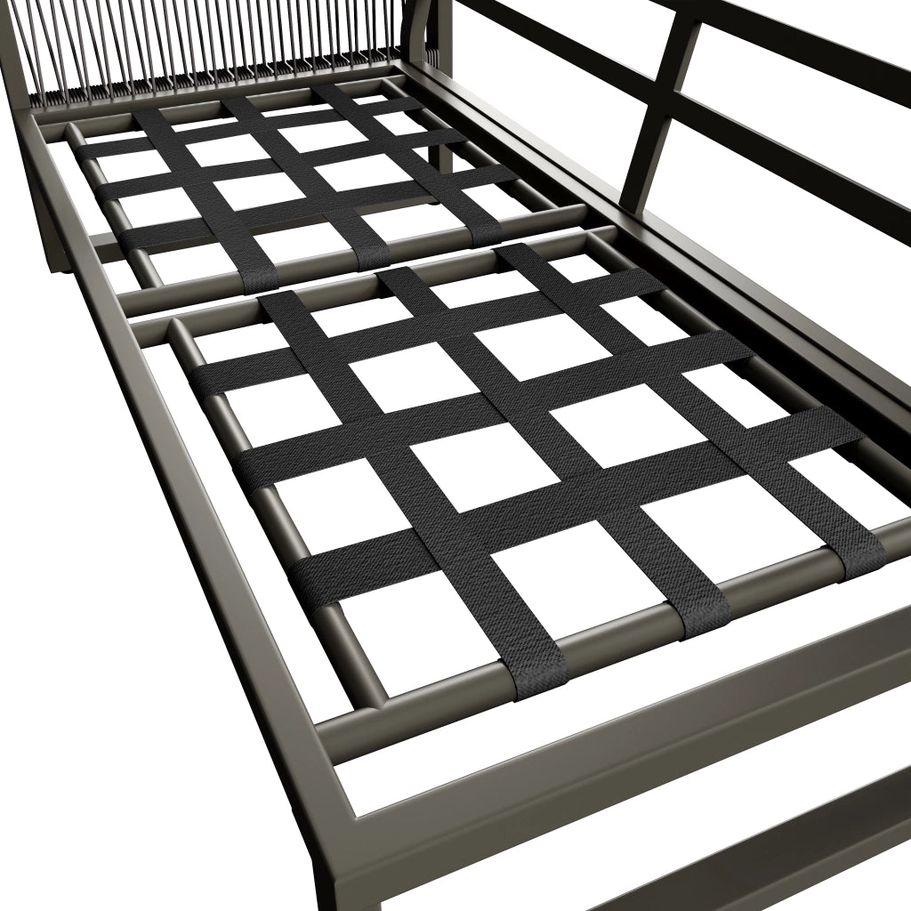 Set lounge da giardino a 5 pezzi con divano angolare, tavolini, struttura in metallo zincato e cuscini grigio