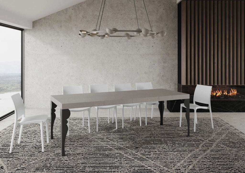 Tavolo allungabile 200/460x90 cm Paxon Premium bianco frassino gambe antracite