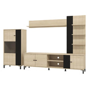Mobile Soggiorno Caropepe, Parete Attrezzata Modulabile, 263x40x167h cm Marrone Rovere