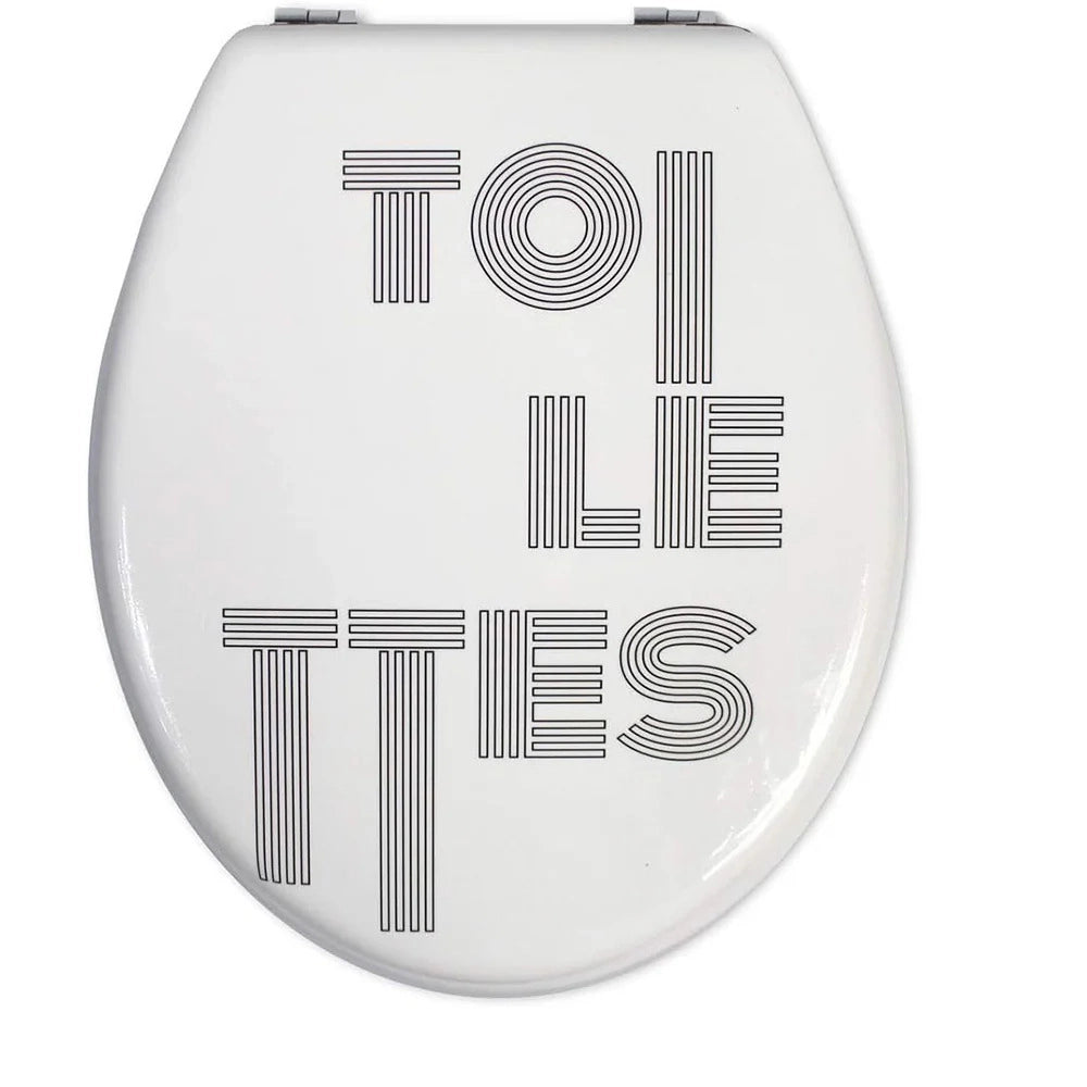Sedile Copriwater Universale MDF Design Scritta TOILETTES 42x35,5 cm 52900