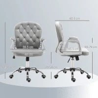 Sedia da Ufficio in Stile contemporaneo con Altezza Regolabile e Ruote Girevoli, 60x61x95105 cm, Grigia