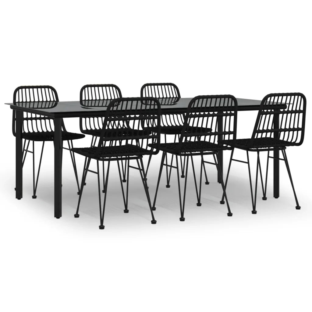 Set da Pranzo da Giardino 7 pz Nero in Polyrattan cod mxl 35599