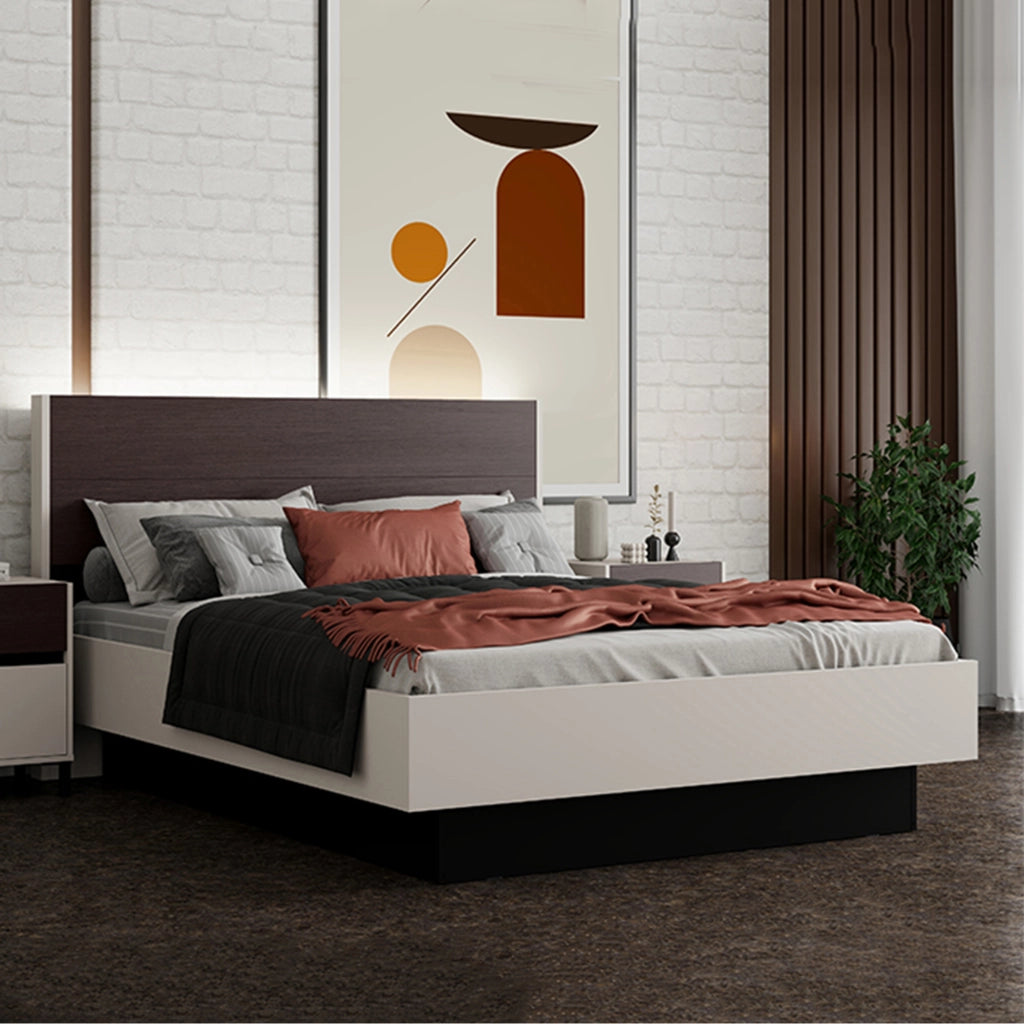 Letto Matrimoniale Kamak, Letto Matrimoniale Dimensione Materasso 180x200 cm, Bianco Crema