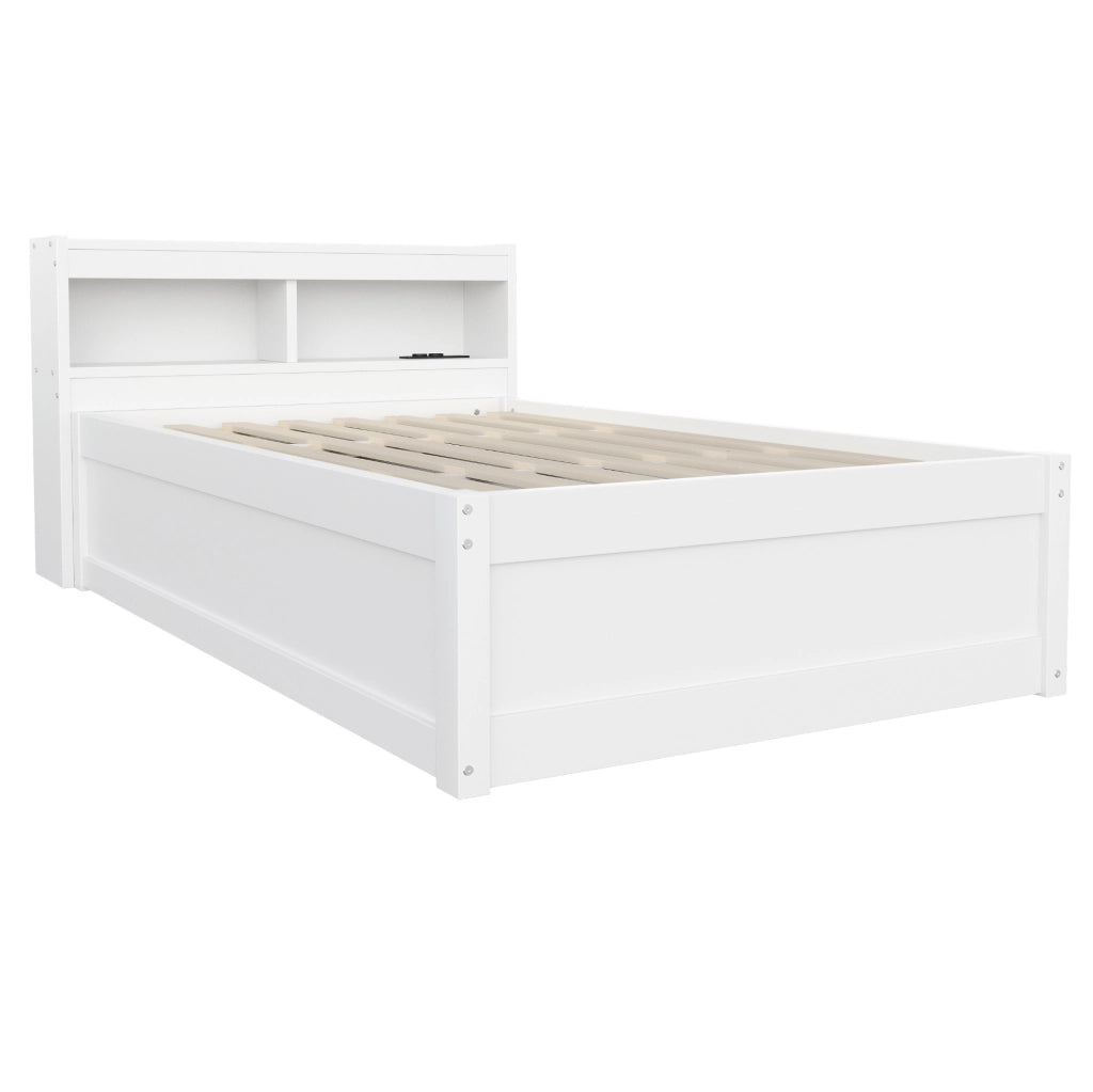 Letto multifunzione 90x200 cm con LED, presa e vano contenitore