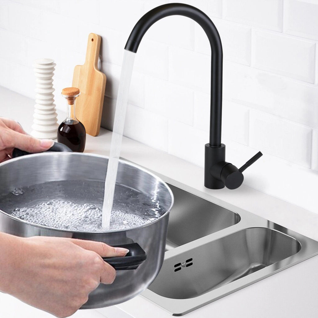 ZMH Rubinetti cucina in acciaio inox nero con miscelatore girevole a 360°