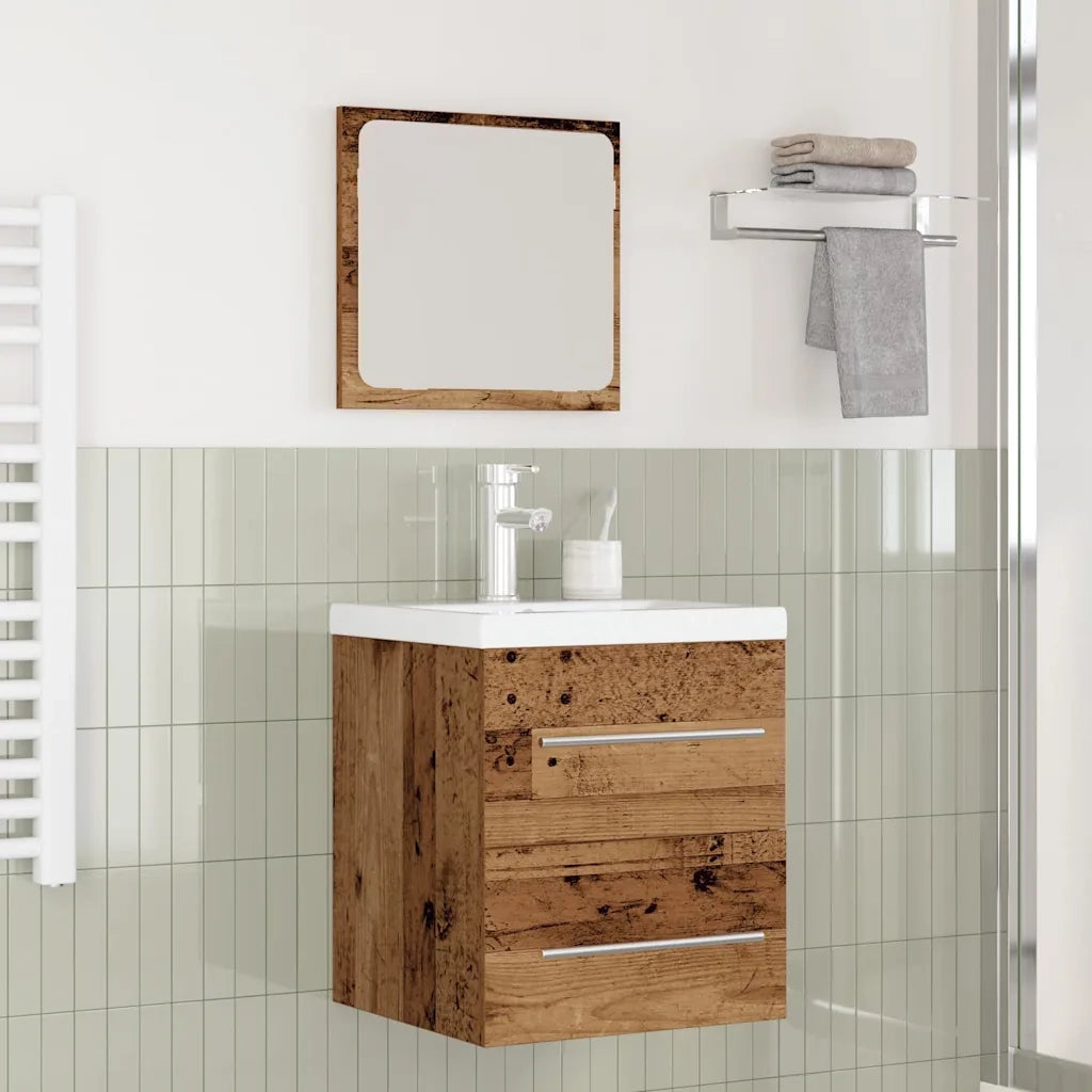 Set di mobili per il Bagno | Armadio da bagno con cassetto 2 pz Legno vecchio