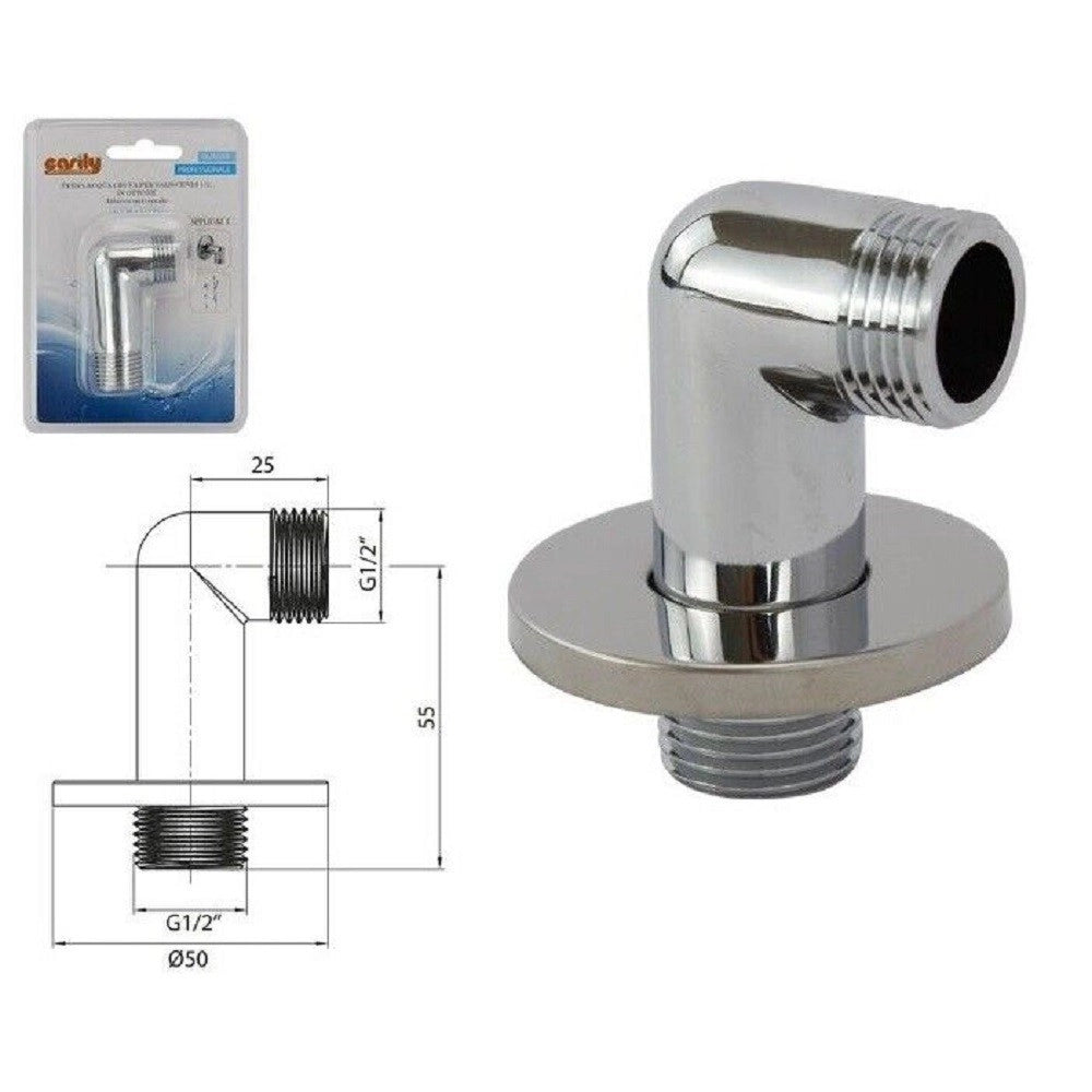 Trade Shop - Presa Acqua Curva In Ottone Cromato Per Saliscendi Supporto Per Doccia 59511 -