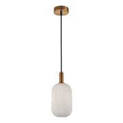 Lampada sospensione moderna oro vetro bianco E27 Italux
