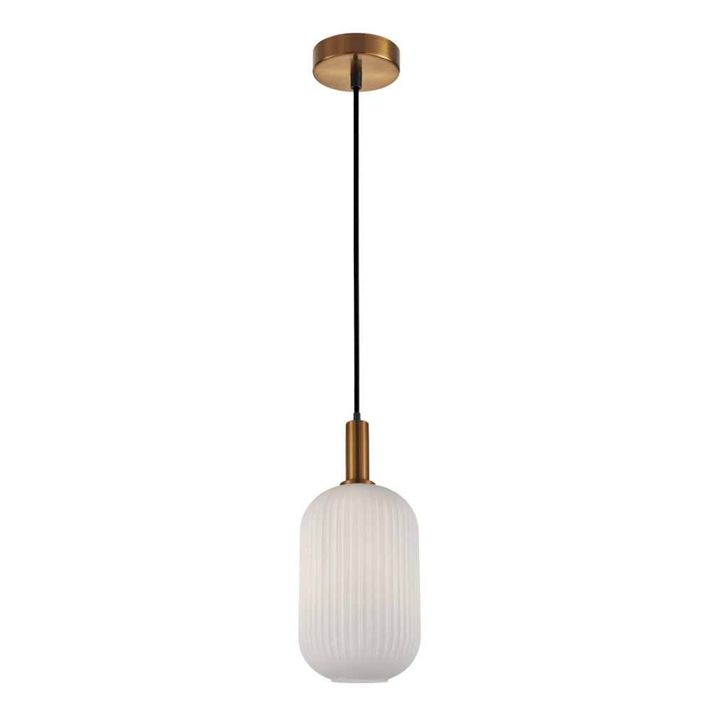 Lampada sospensione moderna oro vetro bianco E27 Italux