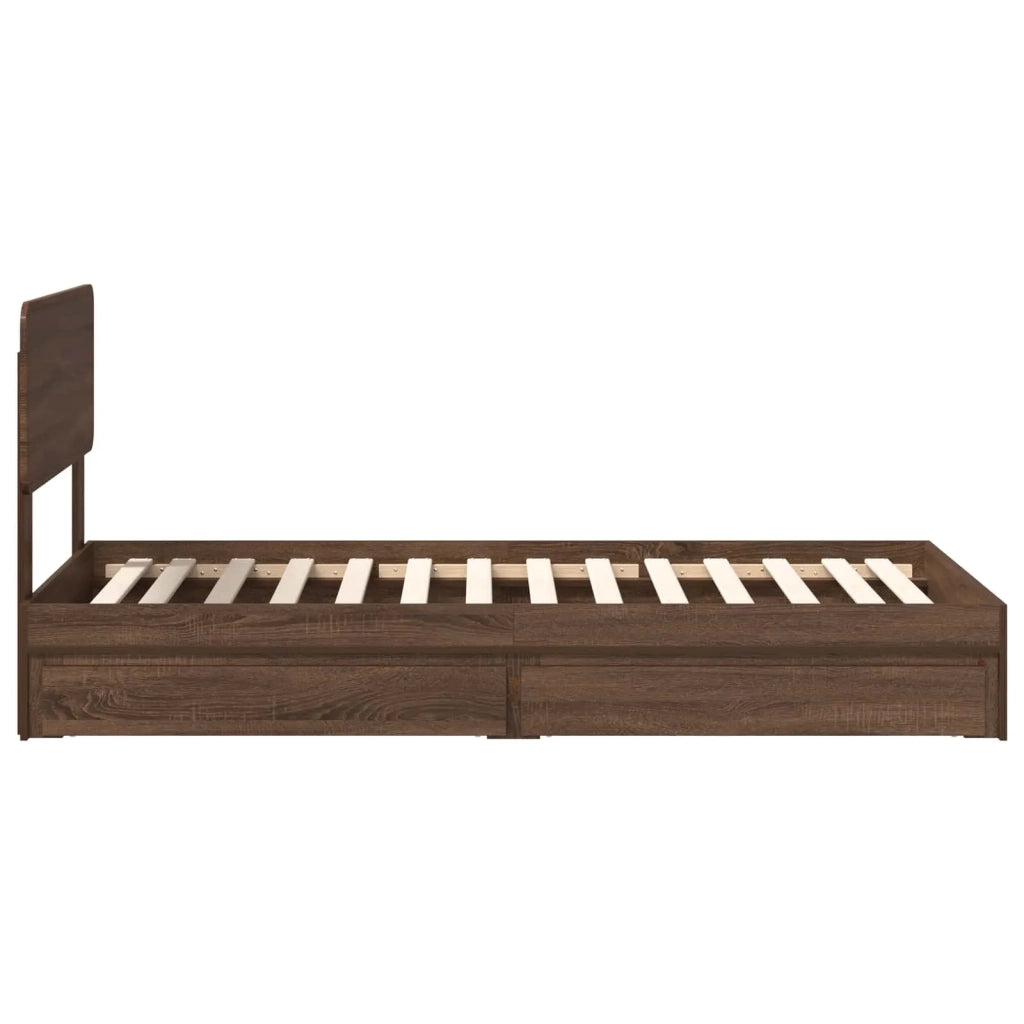 Letto con Contenitore con testiera Rovere Marrone 75 x 190 cm 3412331