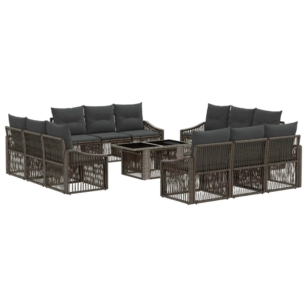 Set Divano da Giardino 13 pz Grigio e Grigio Scuro polyrattan 3437225