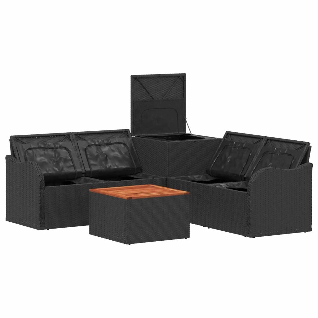 Set di divani 6 pz Nero e Bianco Crema 3447128