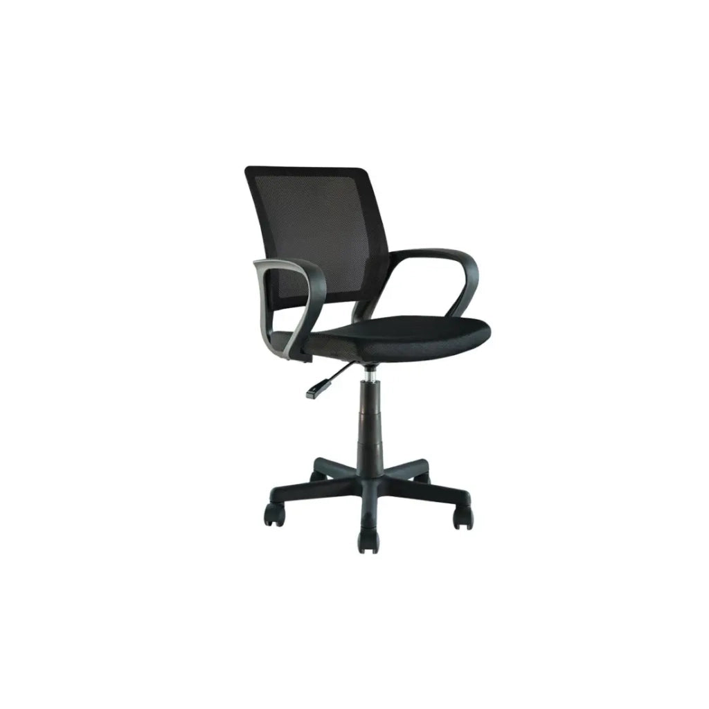 Sedia da ufficio ZARNOX – Tessuto nero – Braccioli – Girevole – Piedi in metallo – Design moderno e funzionale