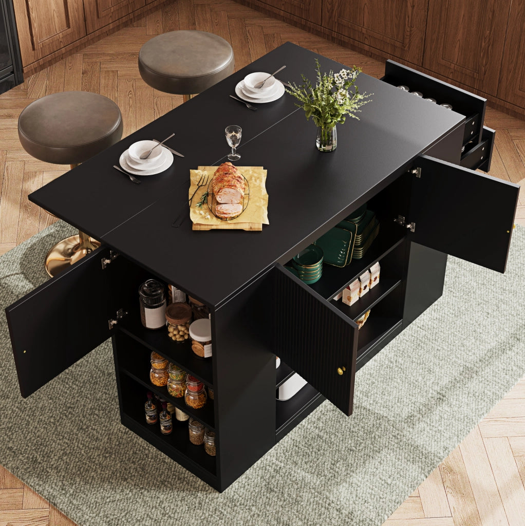 Isola da cucina in MDF con piano ribaltabile e cassetti