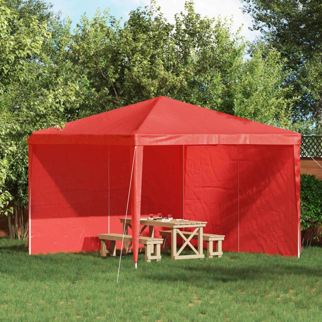 Parete per tenda da festa 2 pcs Rosso 300 x 195 cm PE e Acciaio