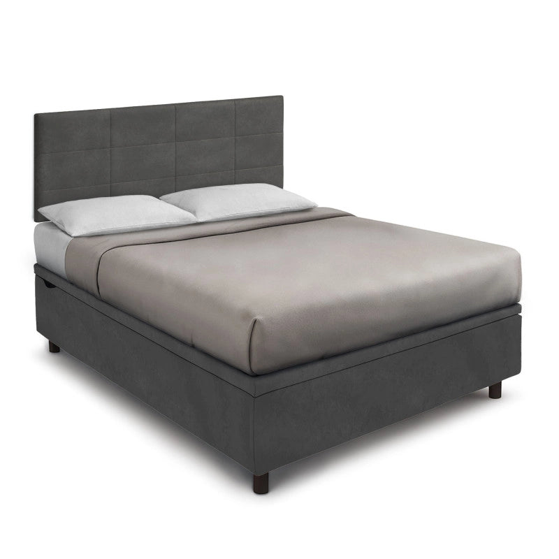 Letto imbottito Matrimoniale 180x200 cm Square - Contenitore,Microfibra,Grigio