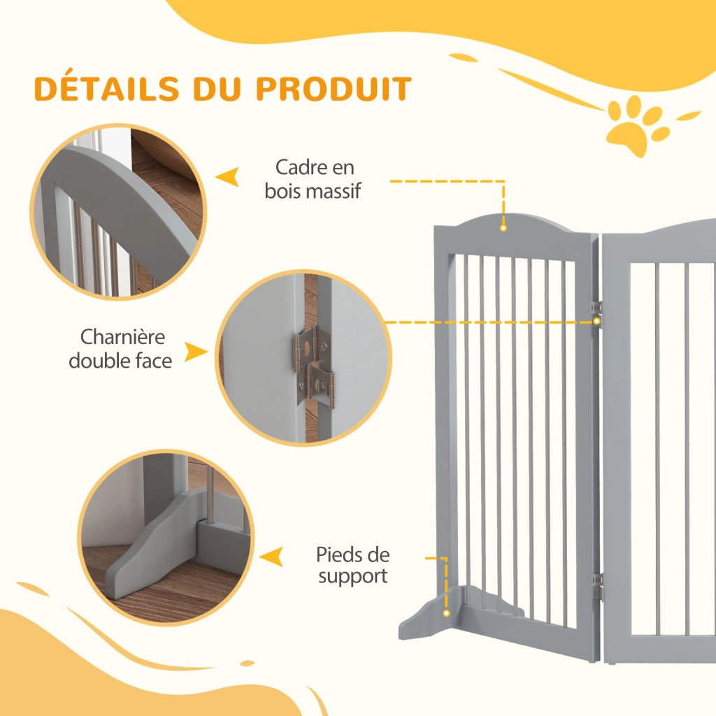 Cancello di sicurezza pieghevole per cani ¨C Xylo ¨C grigio 154x30x80 cm 3 pannelli
