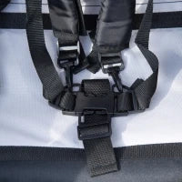 Rimorchio Bici per Bambini e Passeggino 2 in 1 con Cintura,  Tasche e Bandierina, Blu