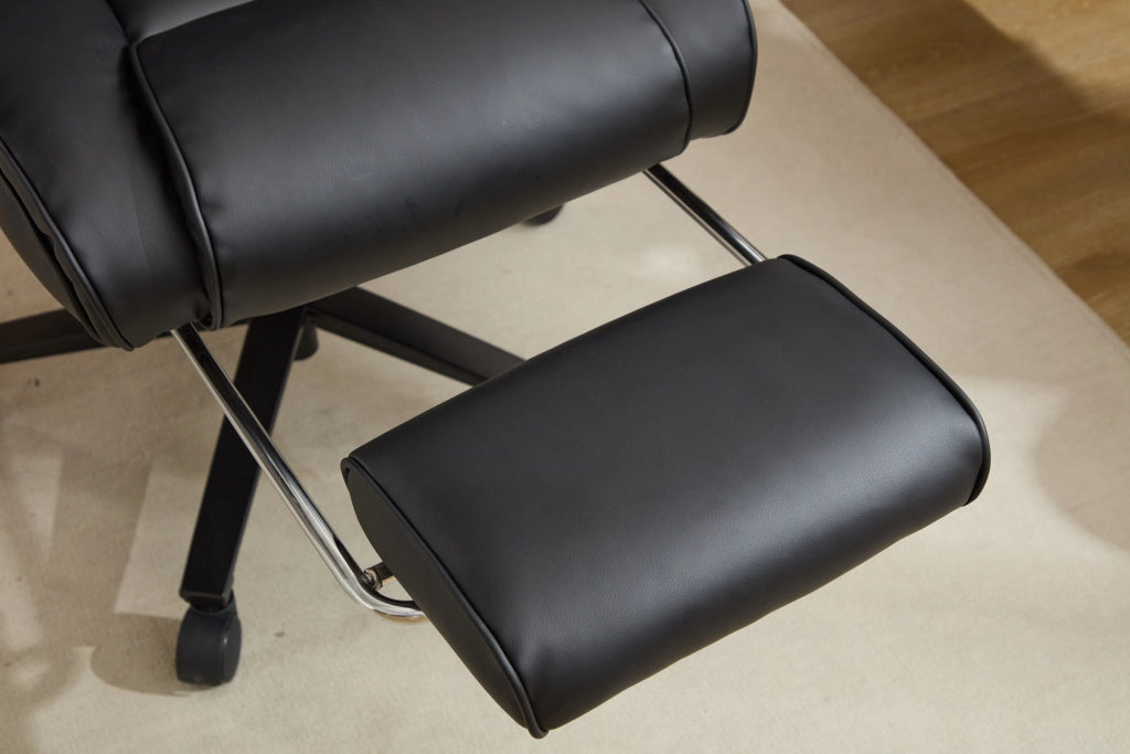 Sedia ergonomica da ufficio/gaming in pelle PU nera con supporto lombare ad aria e poggiatesta regolabile