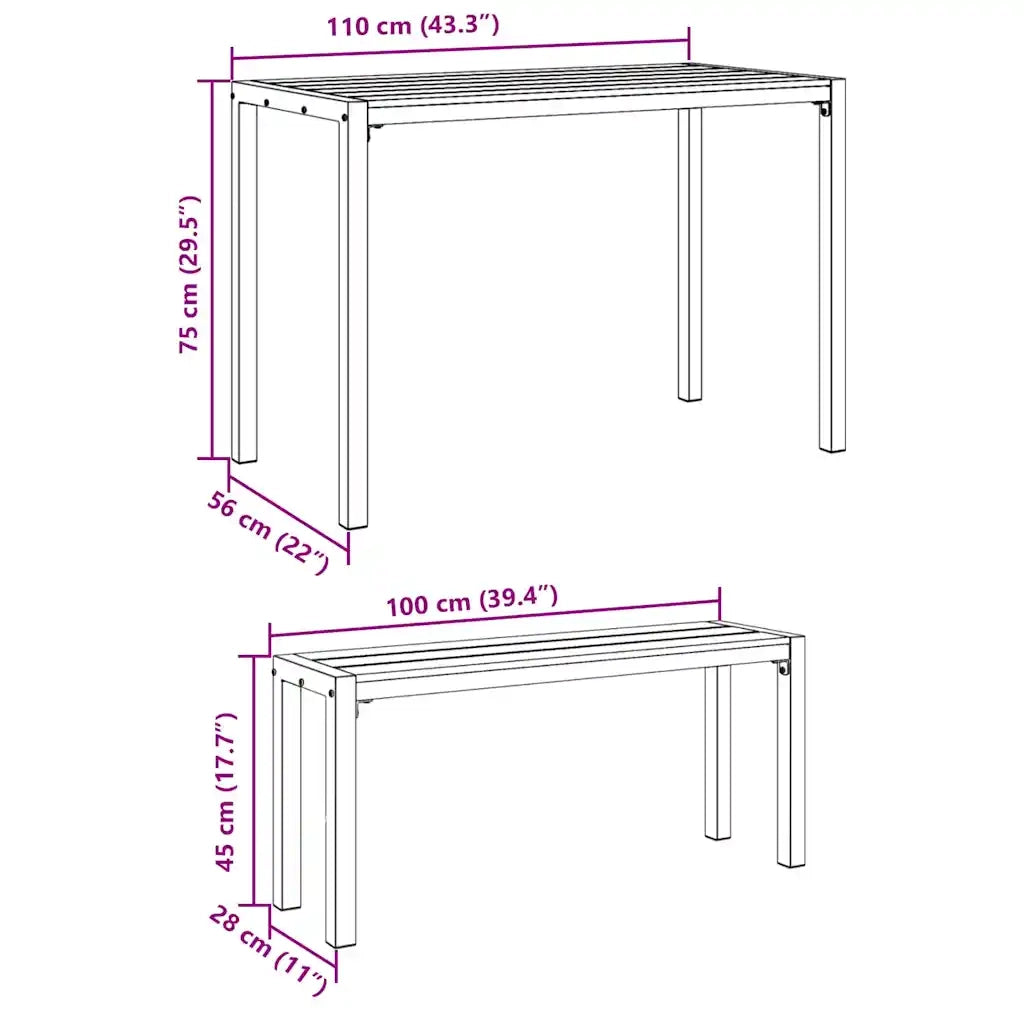 Set da Pranzo per Giardino 3 pcs Antracite Acciaio 42001769