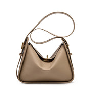 Borsa a tracolla da donna in vera pelle, borsa a secchiello stile college, borsa hobo grigia
