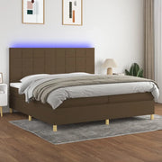 Letto a Molle Materasso e LED Marronescuro 200x200cm in Tessuto cod mxl 35809