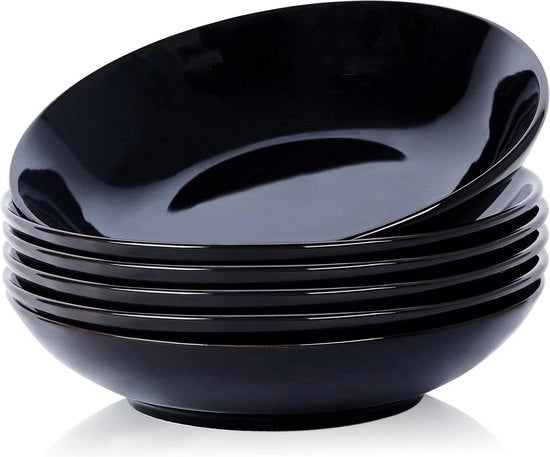 Set di Pasta Ceramica Grande 40oz - Blu e Bianco - Sicuro per Microonde e Forno - Servizio da Tavola - Colore Nero