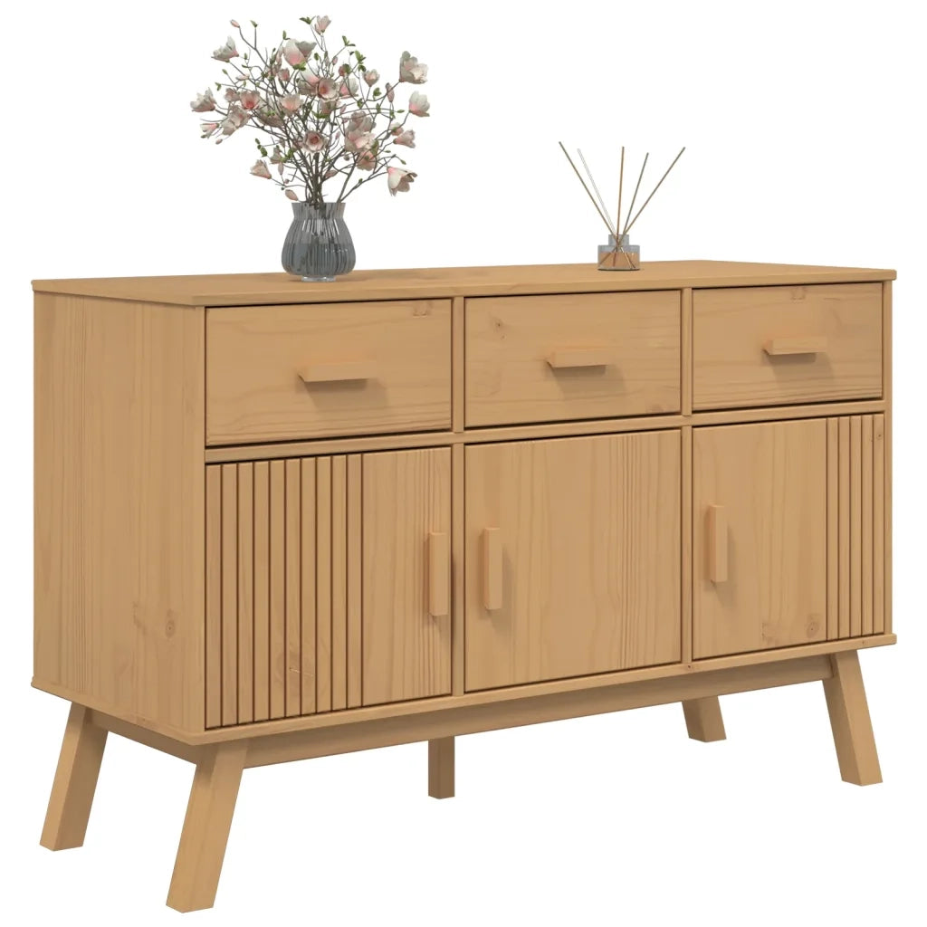 Credenza | Madia | Buffet da pranzo | Armadio da pranzo OLDEN Marrone 114x43x73,5 cm in Legno Massello di Pino