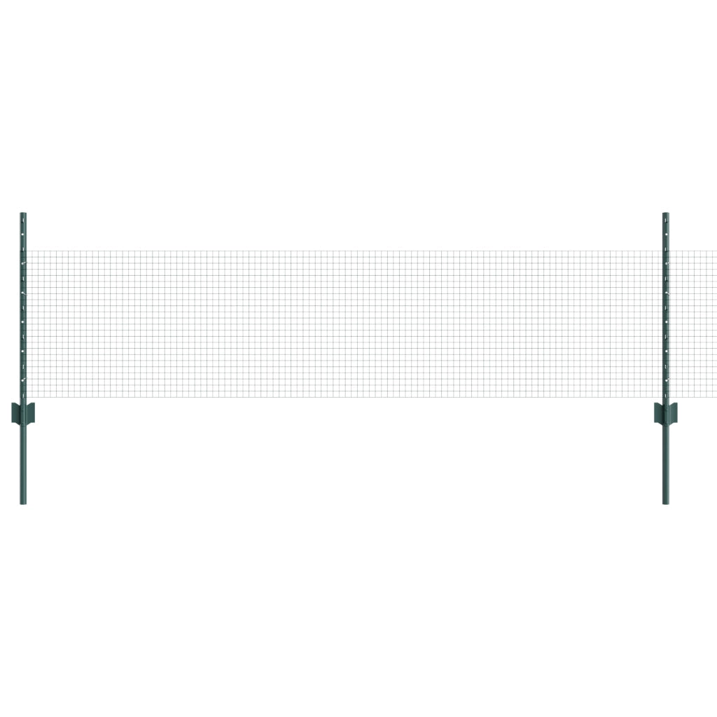 Recinzione in Rete Saldato con 22 Pali a U Verde 0.5x50 m Acciaio