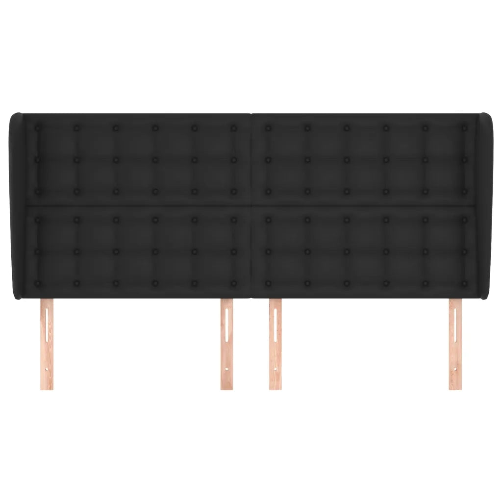 Testiera ad Orecchio-Testata con Orecchie Nera 203x23x118/128 cm in Similpelle 440689