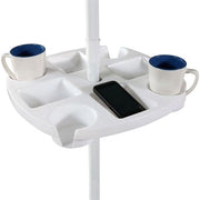 Parasoltafel Ronde Kunststof - Incluso 4 Bicchieri - 4 Cestini per Snack - Leggero - Resistente alle Intemperie - Dimensioni 43,2 x 43,2 x 5,1 cm - Ombrellone da Tavolo