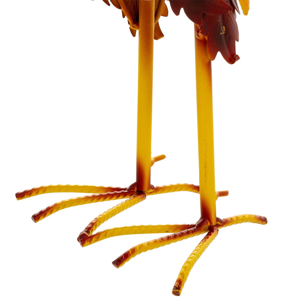 Figura decoración gallo de metal rojo 41x16x54hc m