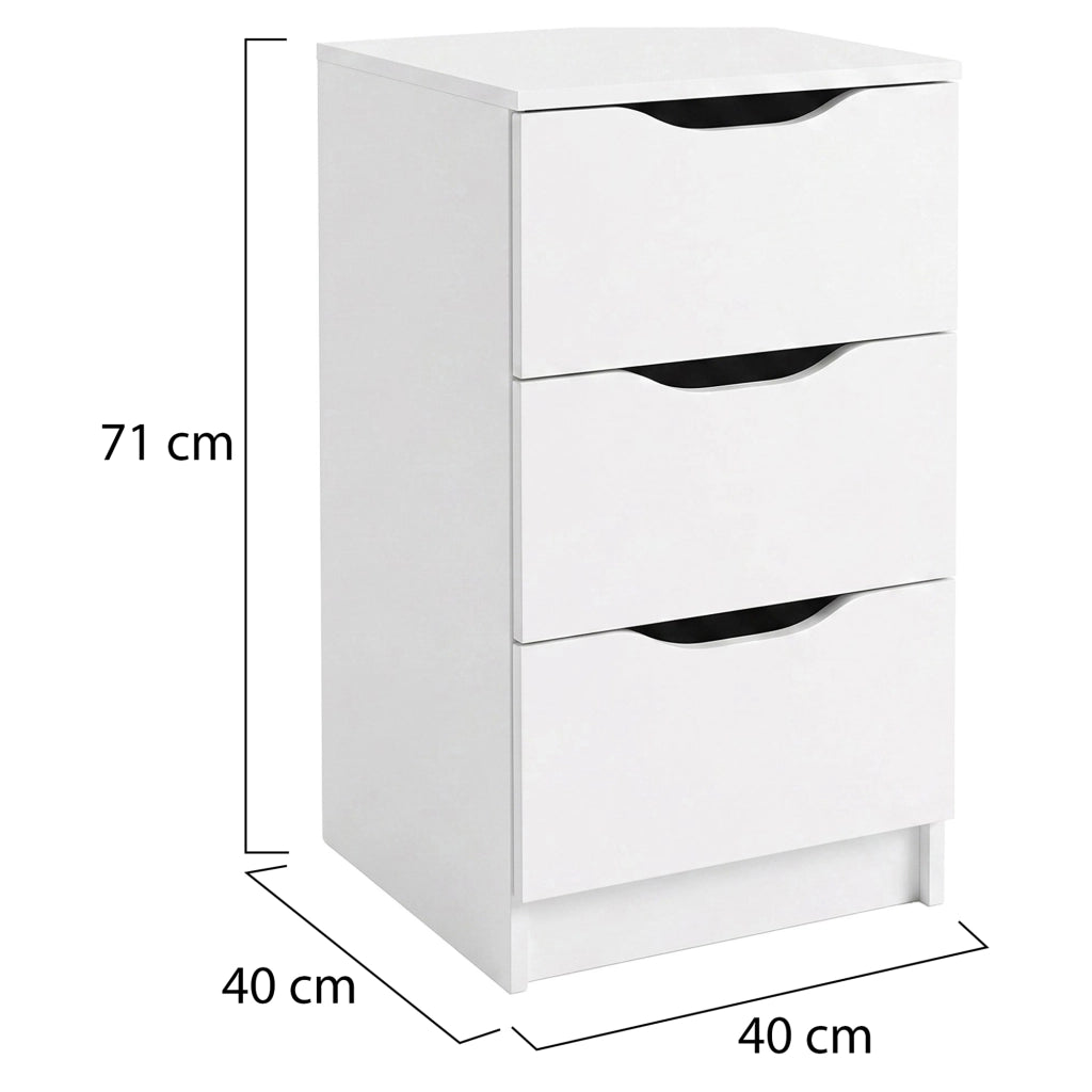 Ponte, Cassettiera 3 Cassetti, 71x40x40h cm Bianco