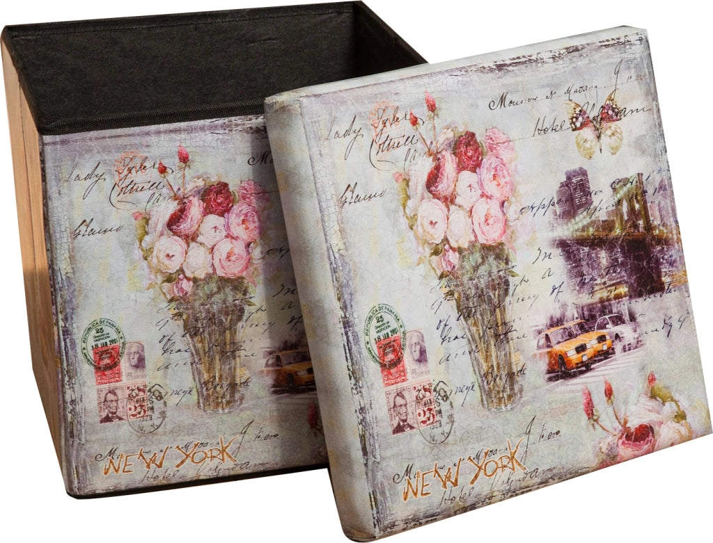 Biscottini Pouf contenitore richiudibile in ecopelle New York Praticissimo 32x32x32