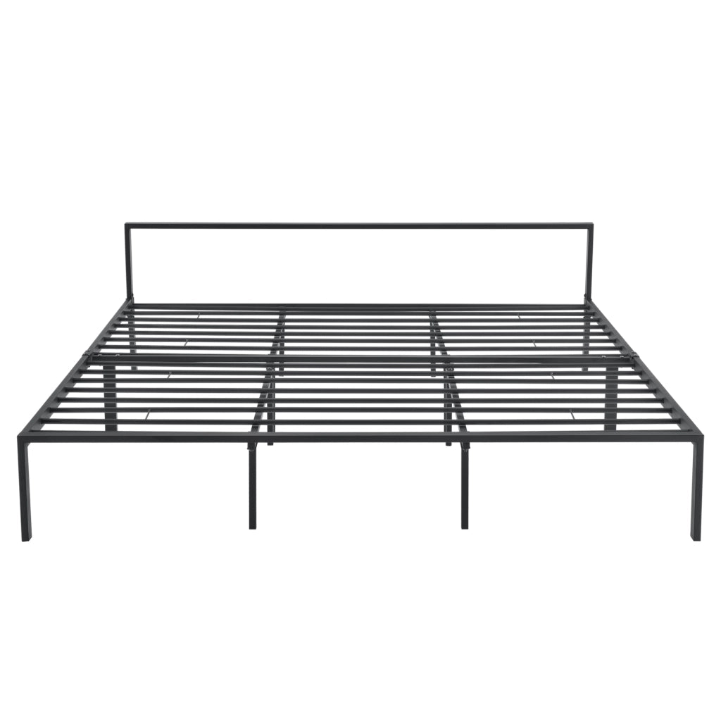 Struttura Letto Matrimoniale King Size Imatra 180 x 200 cm in Acciaio con Testiera Bassa - Nero Opaco [en.casa]