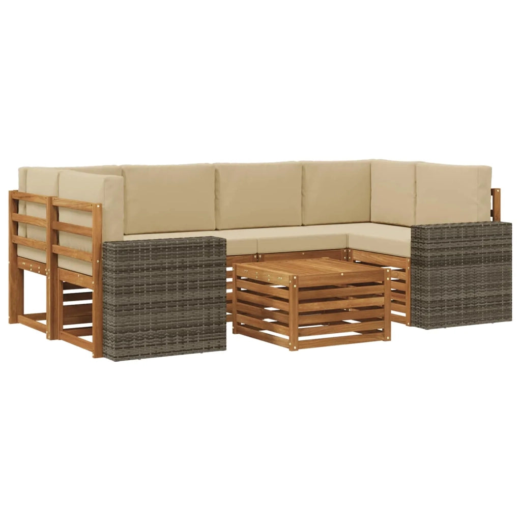 Set di divani da esterno 7 pz Naturale e Beige 3384099