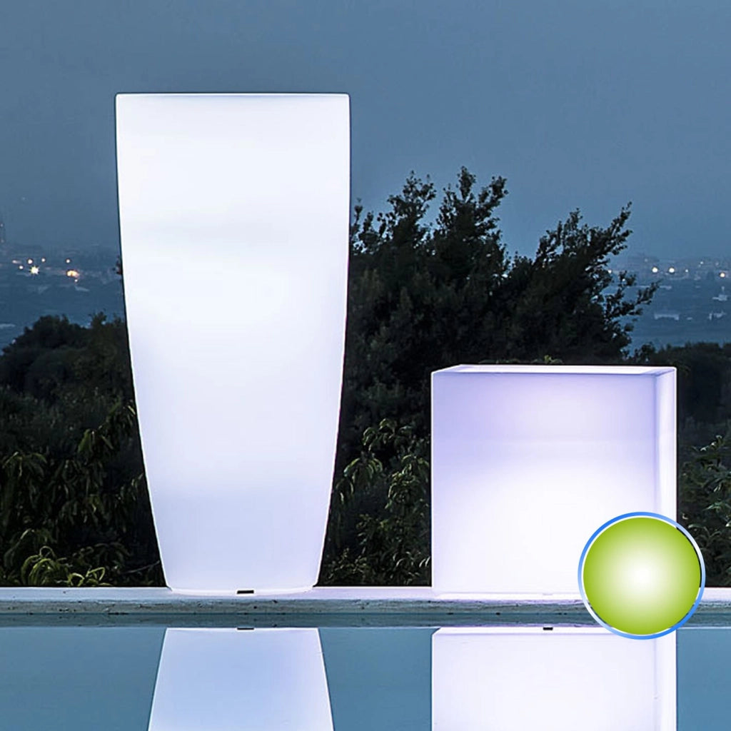 Vaso Agave Tondo Con Luce Verde H90 Ø 40Cm