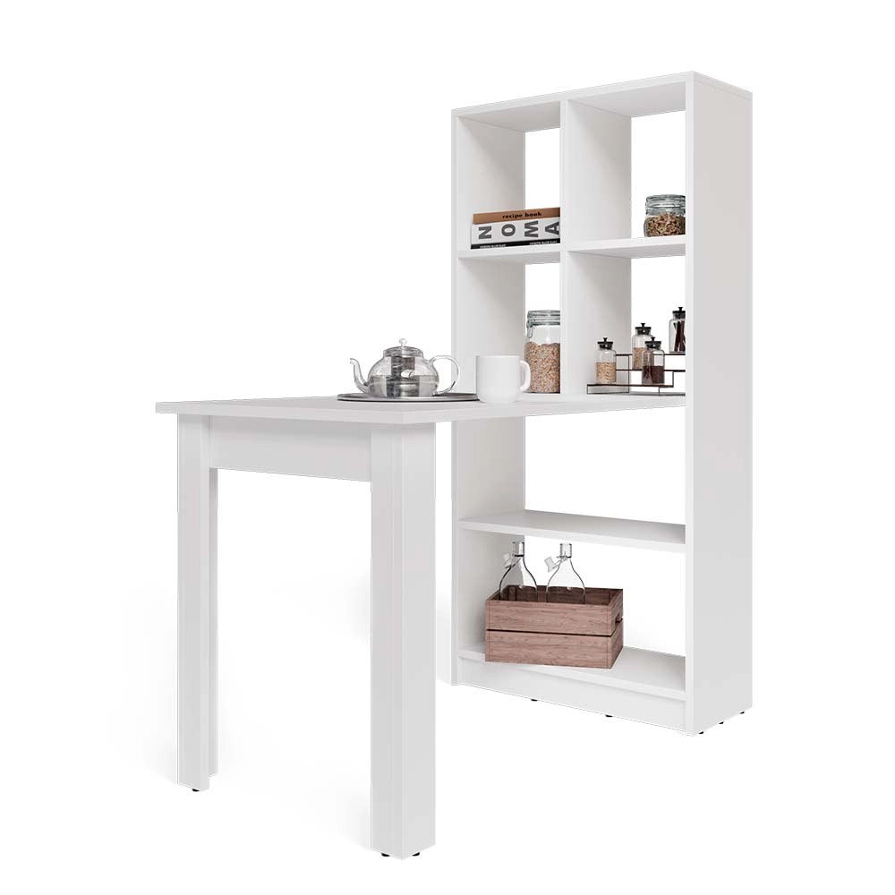 Vicco Tavolo da pranzo Bianco 70 x 122 cm con 6 scomparti