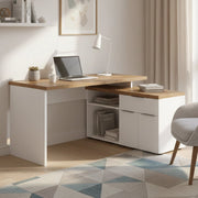 Belpasso, Scrivania un Cassetto Made in Italy, 140x120x75h cm Bianco Lucido