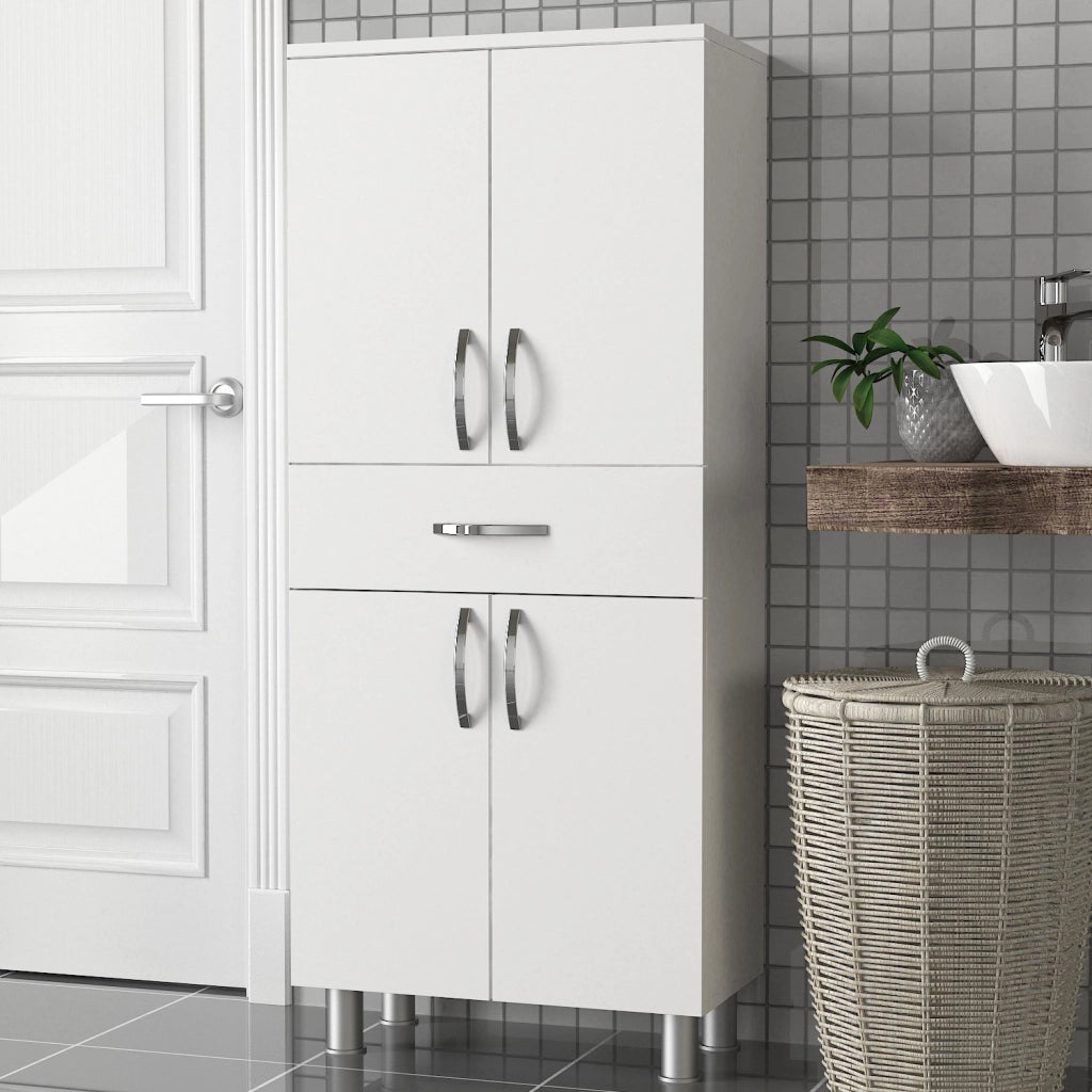 Mobile da bagno in legno "Arizona" - 59 x 31 x 140 cm - Bianco