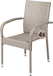 ® Set 4 Sedie da Giardino in Polyrattan Impilabili Regolabili con Portata di 160 kg per Balcone Terrazza Sedia Esterno Sedia da Tavolo