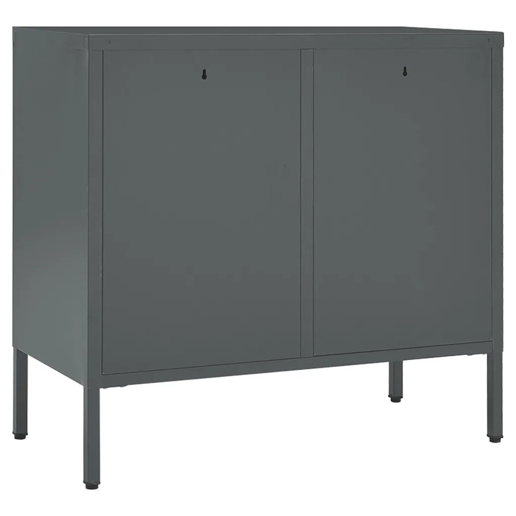 Credenza Antracite 75x35x70 cm in Acciaio e Vetro Temperato 336075