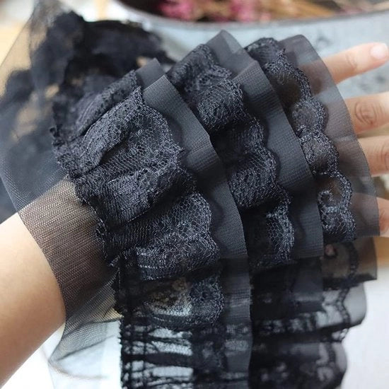 Tessuto chiffon 1 metro - 3D texture - organza con bordo - 12 cm di larghezza - per accessori di moda - delicato e elegante