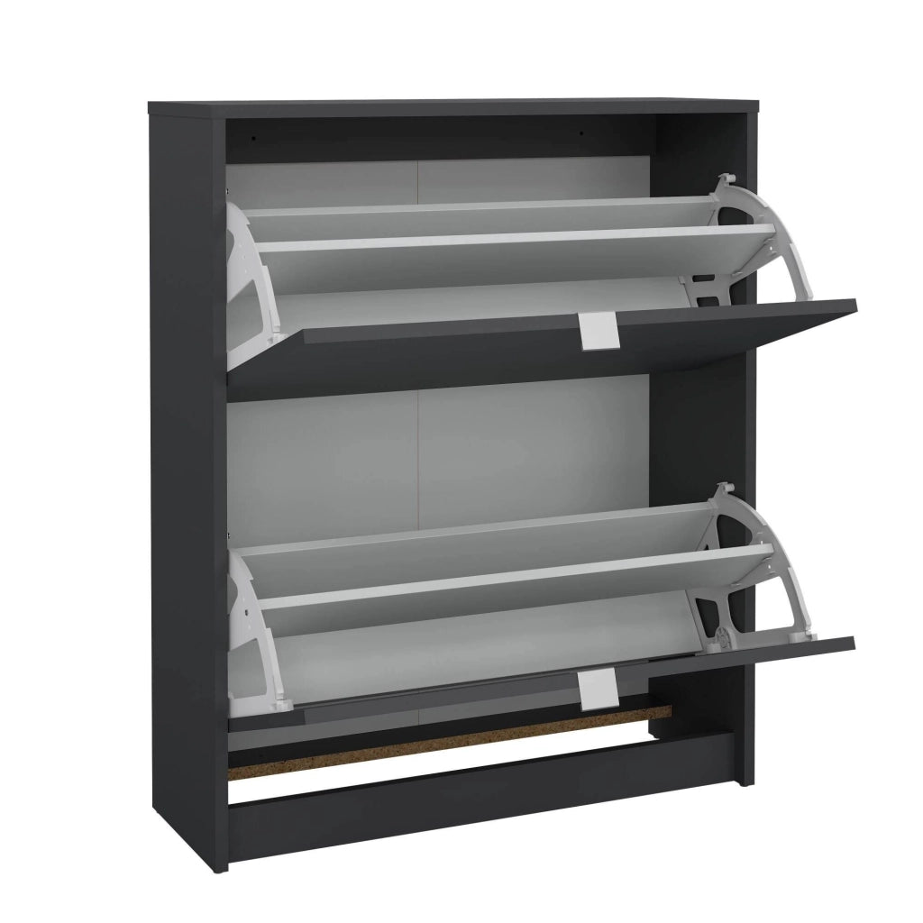 Scarpiera Larry, Mobile portascarpe, Armadio da ingresso multiuso, Mobiletto per calzature, 70x24 h85 cm, Grigio