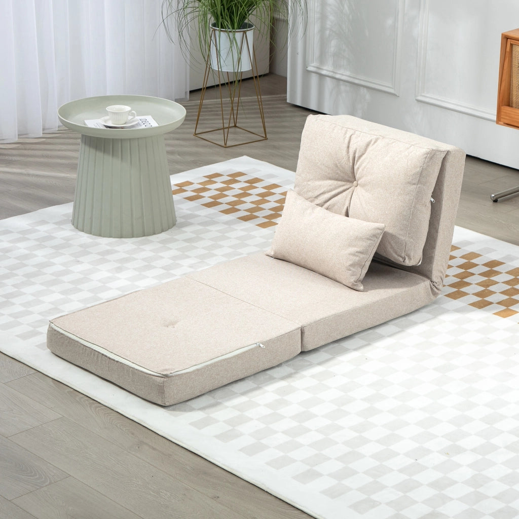 Poltrona letto convertibile 1 posto ¨C Xylo ¨C beige con cuscino e schienale regolabile