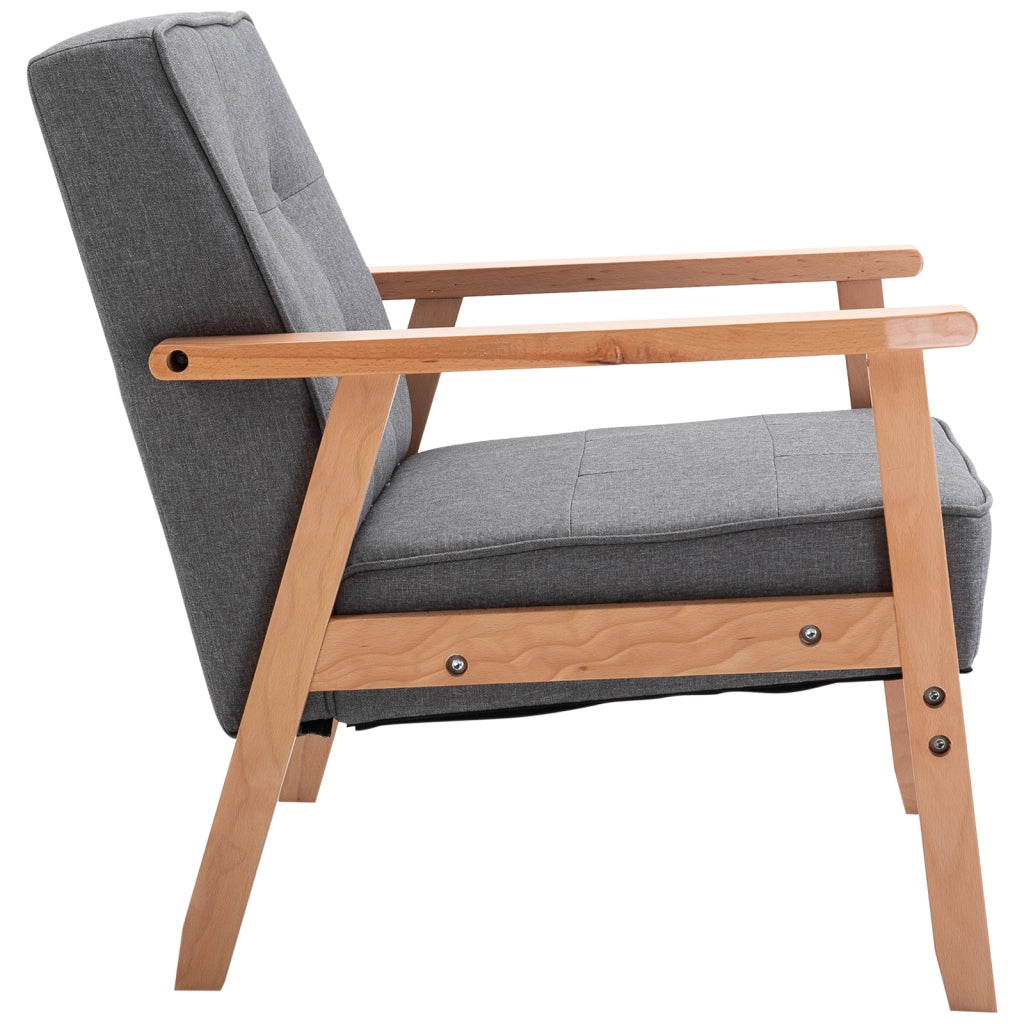 Poltrona relax con gambe in legno ¨C Xylo ¨C tessuto effetto lino grigio