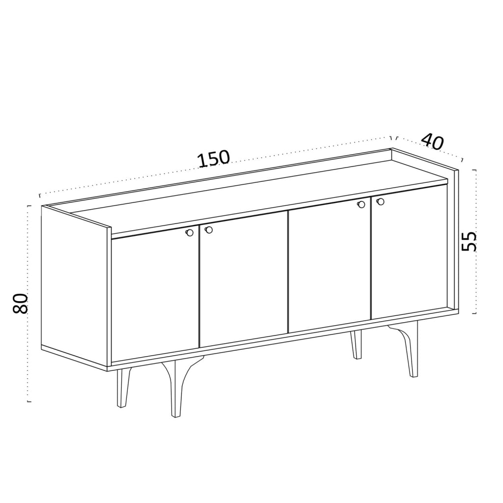 Credenza in legno "Navi" - 150 x 40 x 80 cm - Beige
