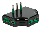 Adattatore Triplo Piatto 2 Poli + Terra 16A Nero 82221 Fanton