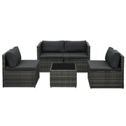Set Divani da Giardino 5 pz con Cuscini in Polyrattan Grigio cod mxl 35550